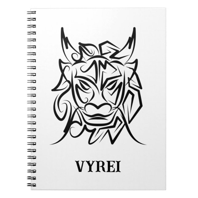 Cuaderno Dragón tribal blanco y negro (Frente)