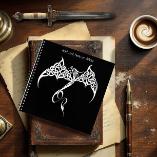 Cuaderno Dragón Tribal Celta Entrelazado Negro Blanco Fanta