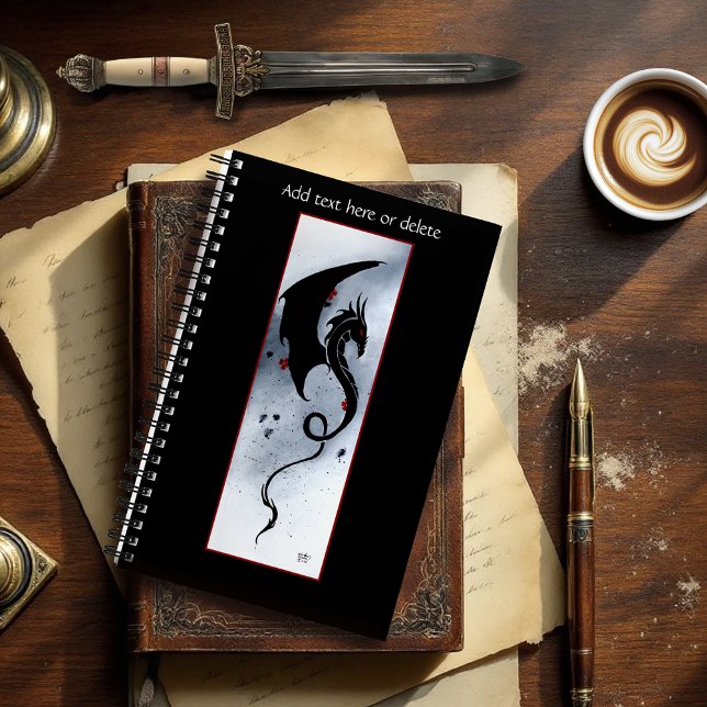 Cuaderno Dragón Tribal Negro Negrita Flores Rojas y Azules (Subido por el creador)