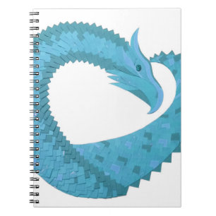 Cuaderno Dragón verde azulado del corazón en blanco