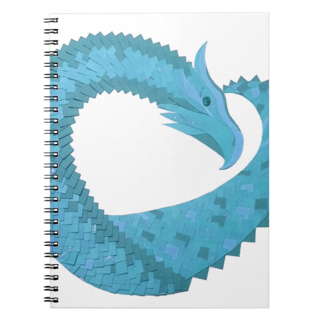 Cuaderno Dragón verde azulado del corazón en blanco (Frente)