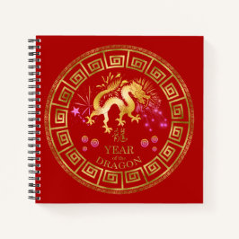 Cuaderno Dragón zodiaco chino rojo/dorado ID542