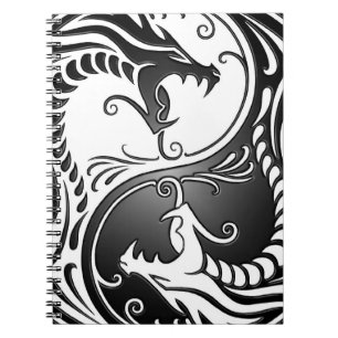 Cuaderno Dragones, blanco y negro de Yin Yang