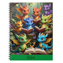 Dragones jóvenes leyendo libros en la portada de s
