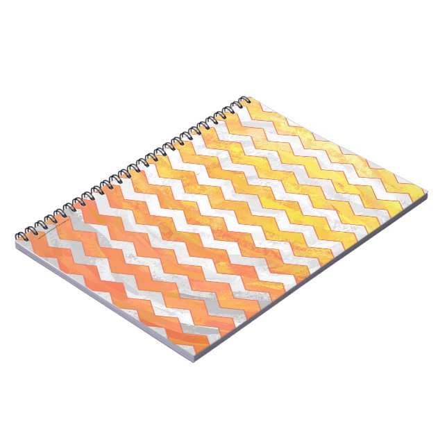 Cuaderno Dragones Naranja ocular Patrón Chevron (Lado Izquierdo)