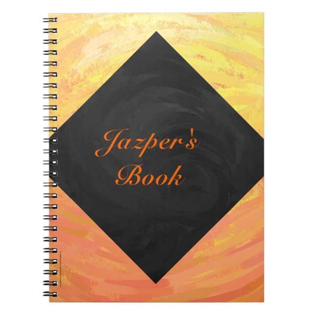 Cuaderno Dragones Naranja ocular y monograma negro (Frente)