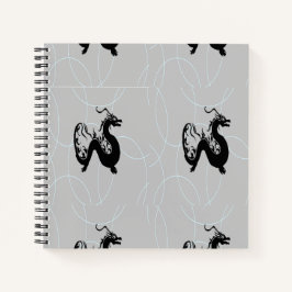 Cuaderno dragones negros en gris