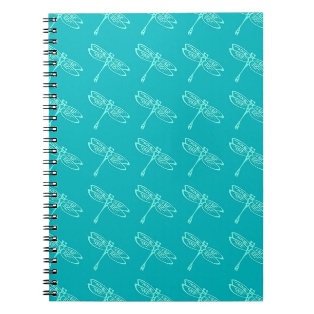 Cuaderno Dragonflies, agua pálida sobre turquesa (Frente)