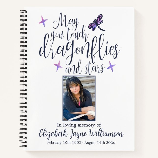 Cuaderno Dragonflies and Stars Funeral Memorial Guest Book (Anverso)