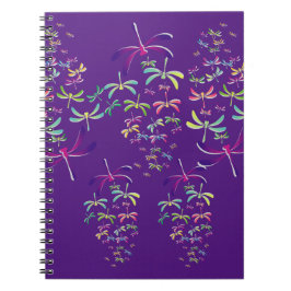 Cuaderno Dragonflies coloridos sobre morado