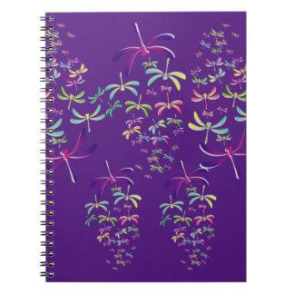 Cuaderno Dragonflies coloridos sobre morado