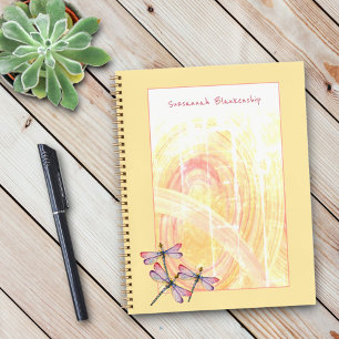 Cuaderno Dragonflies Over Pastel Color Resumen Personalizad