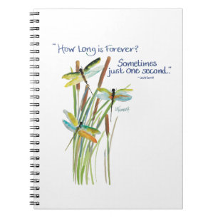 Cuaderno Dragonfly acuarela con cita de Lewis Carroll