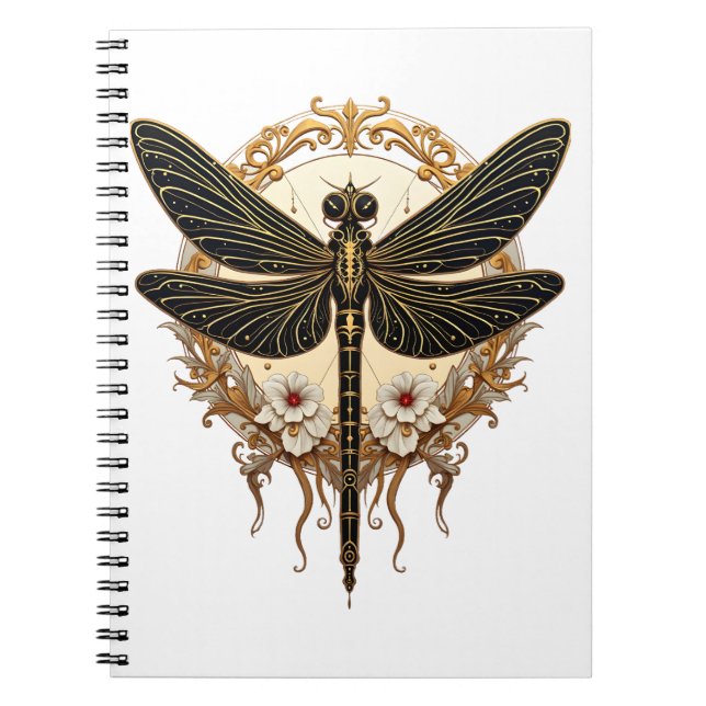 Cuaderno Dragonfly Art Nouveau Elegant Steampunk (Frente)