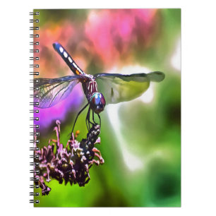 Cuaderno Dragonfly en pintura realista verde y azul