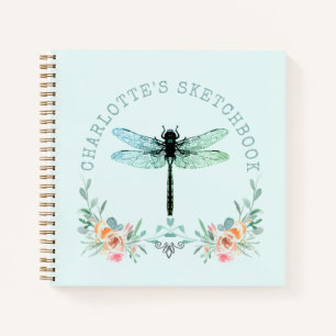 Cuaderno Dragonfly Floral Personalizada Sketchbook