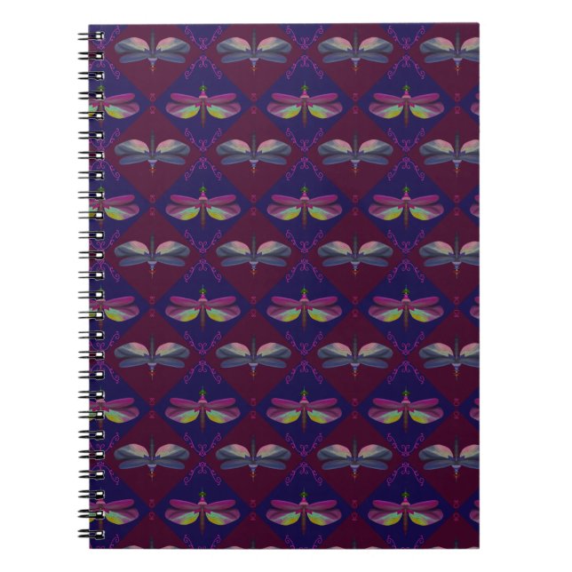 Cuaderno Dragonfly on Dark Red & Purple (Frente)
