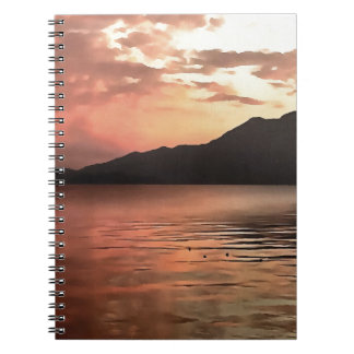 Cuaderno Dramática puesta de sol en el paisaje de Koycegiz