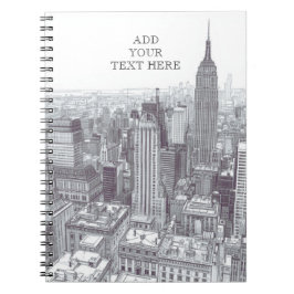 Cuaderno Drawing of New York City Landscape Custom