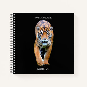 Cuaderno Dream Believe Achive Tiger Spiral Square Graph