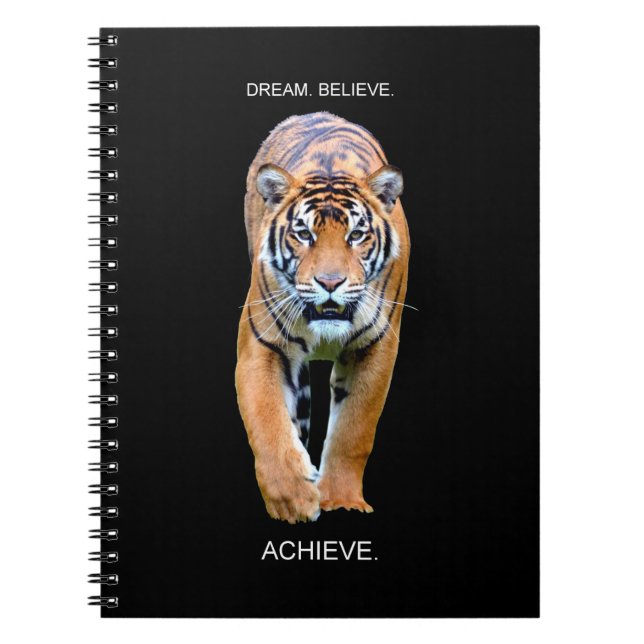 Cuaderno Dream Believe Lograr Citas Motivacionales Tigre (Frente)