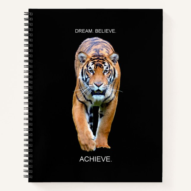 Cuaderno Dream Believe Lograr Citas Motivacionales Tigre (Anverso)