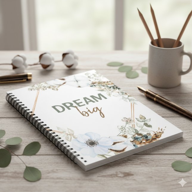 Cuaderno Dream Big Boho Moda Pampas Grass Inspirando Cita (Subido por el creador)