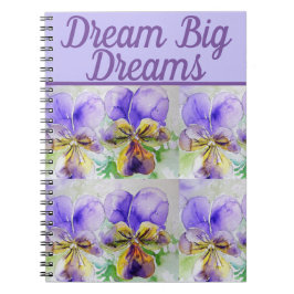 Cuaderno Dream Big Book Viola Purple Flower Watercolor Art