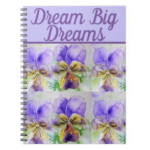 Cuaderno Dream Big Book Viola Purple Flower Watercolor Art