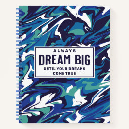Cuaderno Dream Big Modern Blue Abstract Personalizado