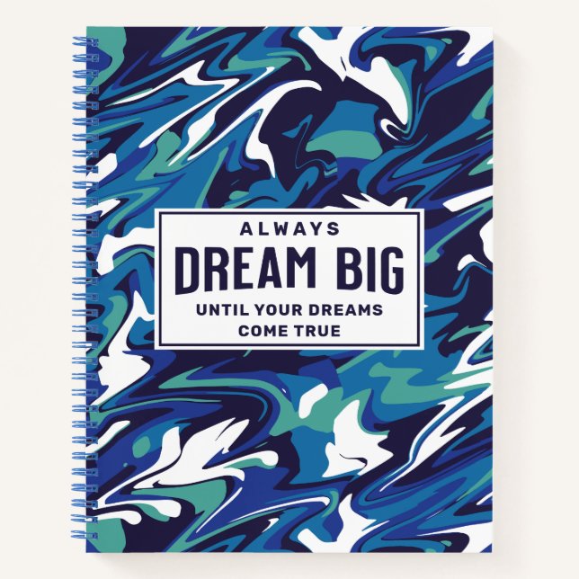 Cuaderno Dream Big Modern Blue Abstract Personalizado (Anverso)
