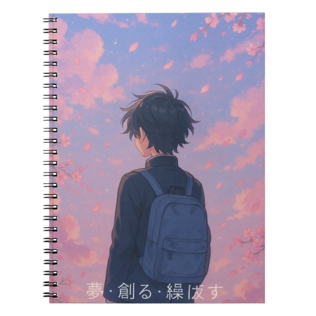 Cuaderno Dream Create Repeat - Anime estético con cereza (Frente)