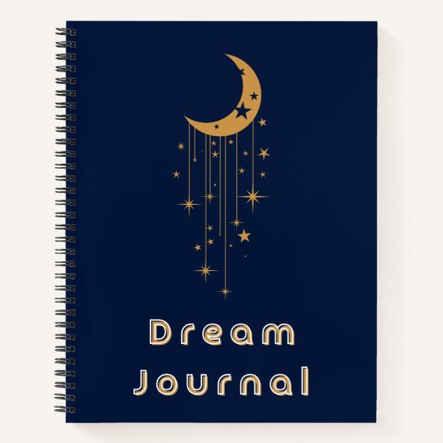 Cuaderno Dream Journal - Luna Celestial y estrellas colgant (Anverso)