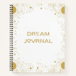 Cuaderno Dream Journal - Sol dorado y blanco y estrellas