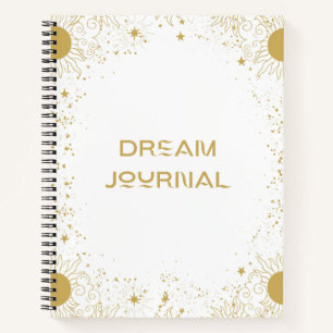 Cuaderno Dream Journal - Sol dorado y blanco y estrellas