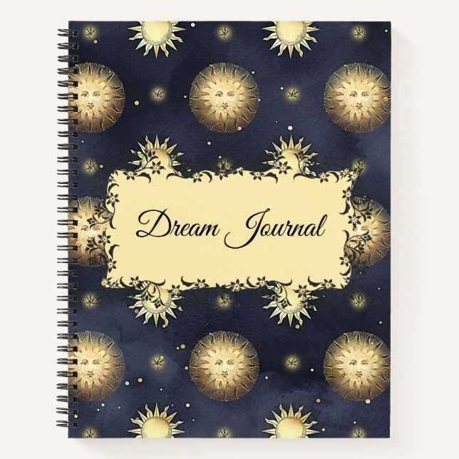 Cuaderno Dream Journal - Vintage Celestial Sun Pattern (Anverso)