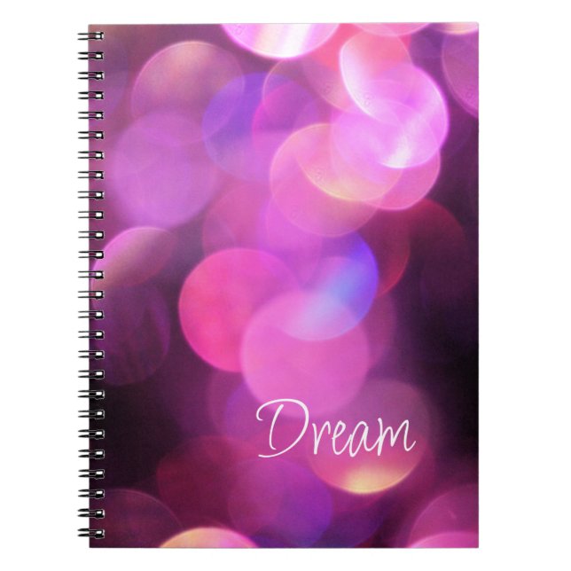 Cuaderno "Dream" White Script, Purple Sparkles Journal (Frente)