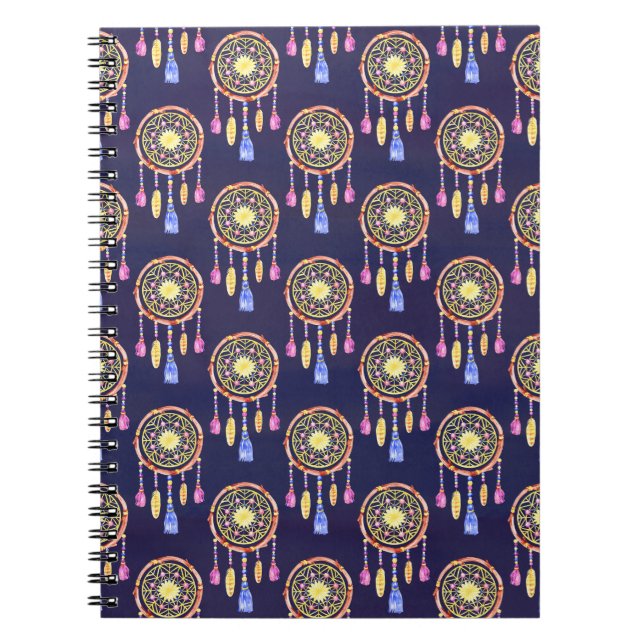 Cuaderno Dreamcatchers Fethers Watercolor Seamless Textura (Frente)