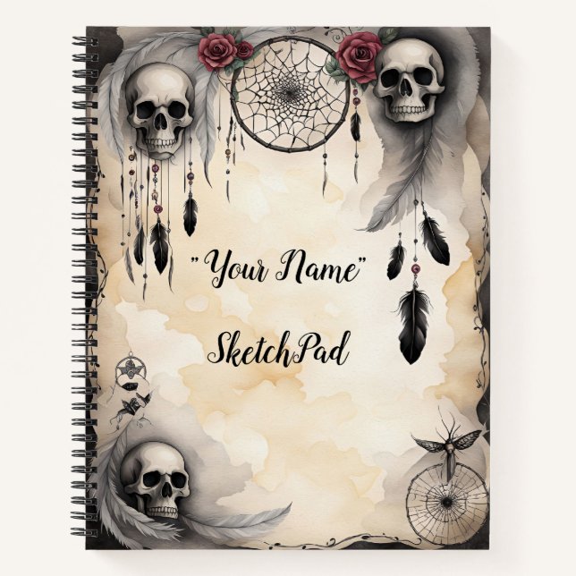 Cuaderno Dreamcatchers, Skulls y Rosas (Anverso)