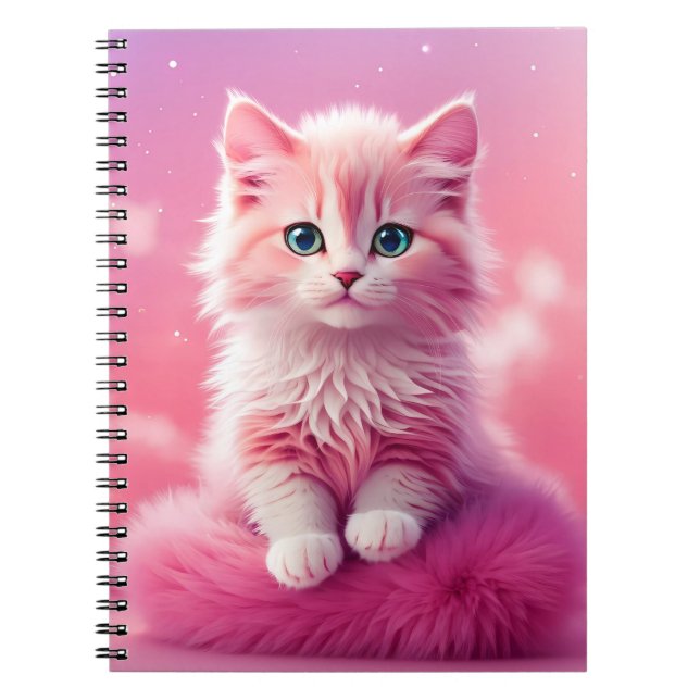 Cuaderno Dreamy Cute Fluffy Gato Kitty Rosa (Frente)