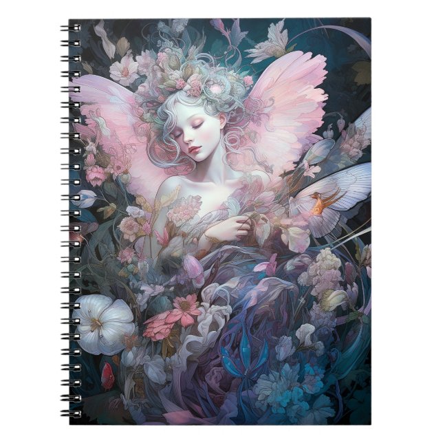 Cuaderno Dreamy Fairy Chica Pink Blue Fantasy Art (Frente)