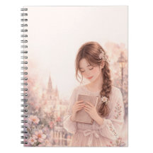 Dreamy Floral Girl Aesthetic Spiral Photo Notebook