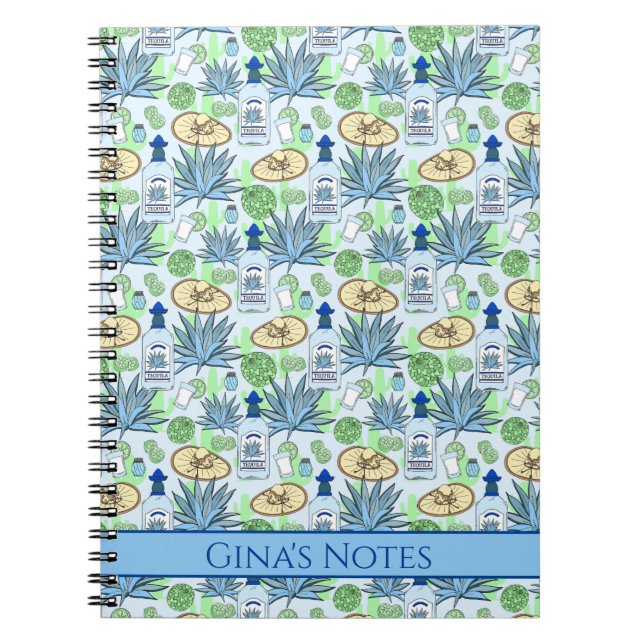Cuaderno Drinker Tequila Plantas Agave Azul y Sombreros (Frente)