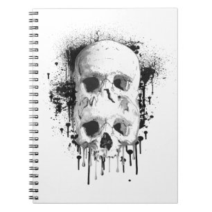 Cuaderno Dripping de cráneo Tinta negra Diseño de salpicadu
