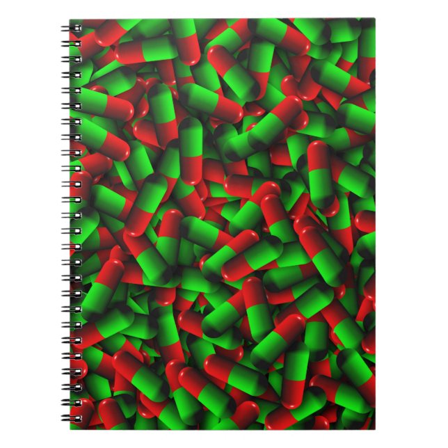 Cuaderno drogas de pastillas verdes rojas (Frente)