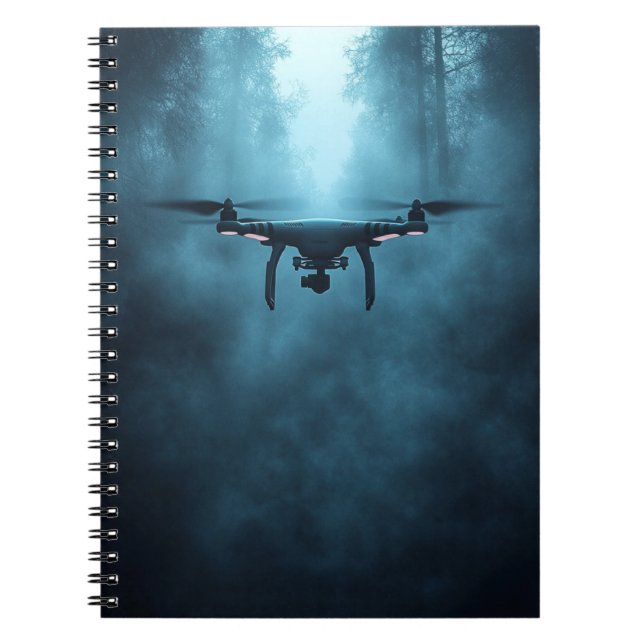 Cuaderno Dron en un portátil de espiral forestal oxidada (Frente)