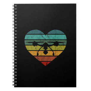 Cuaderno Drone In Retro Vintage Sunset Heart
