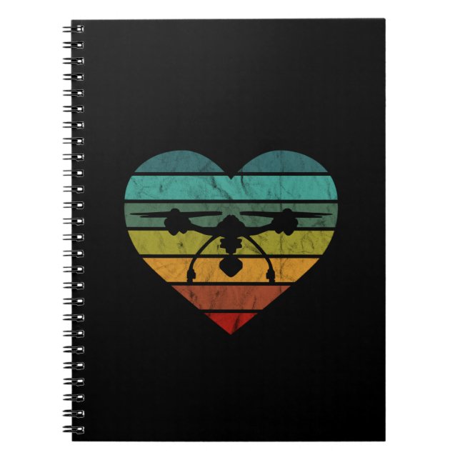 Cuaderno Drone In Retro Vintage Sunset Heart (Frente)