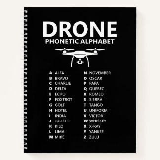 Cuaderno Drone Phonetic Alphabet – Black Graph Notebook
