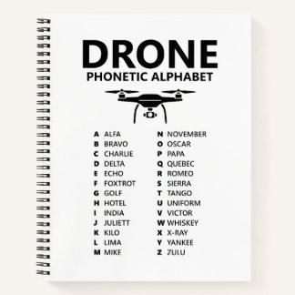 Cuaderno Drone Phonetic Alphabet – White Graph Notebook